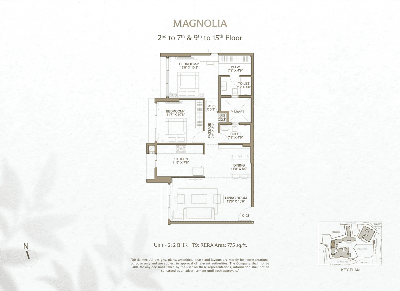Romell Espalier Unit plan - 775 sq.ft.
