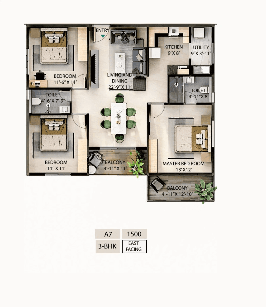 Unit plan - 1020 sq.ft.