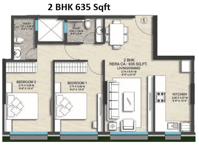 Unit plan - 635 sq.ft.