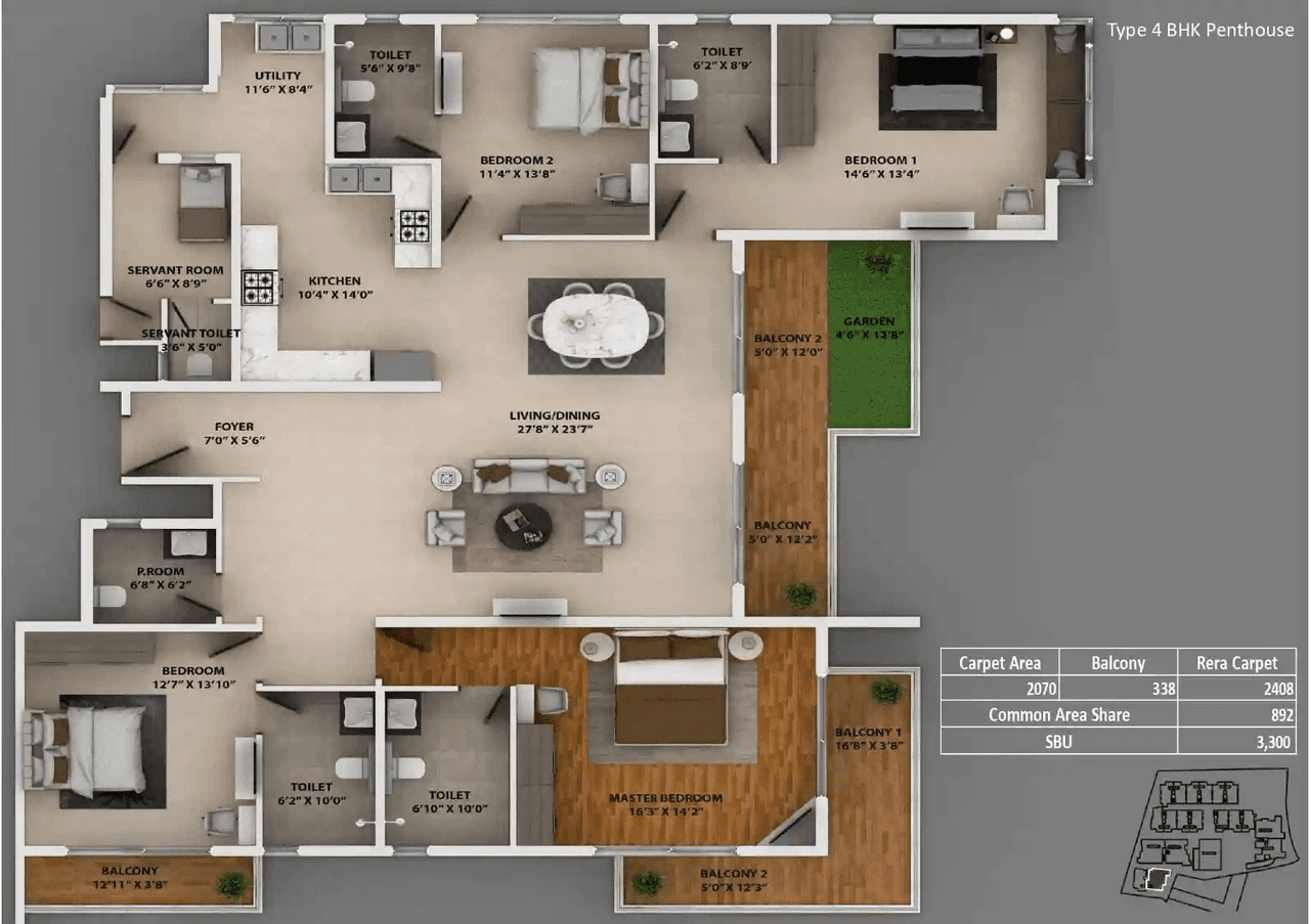 Keya Life By The Lake Unit plan - 2376 sq.ft.