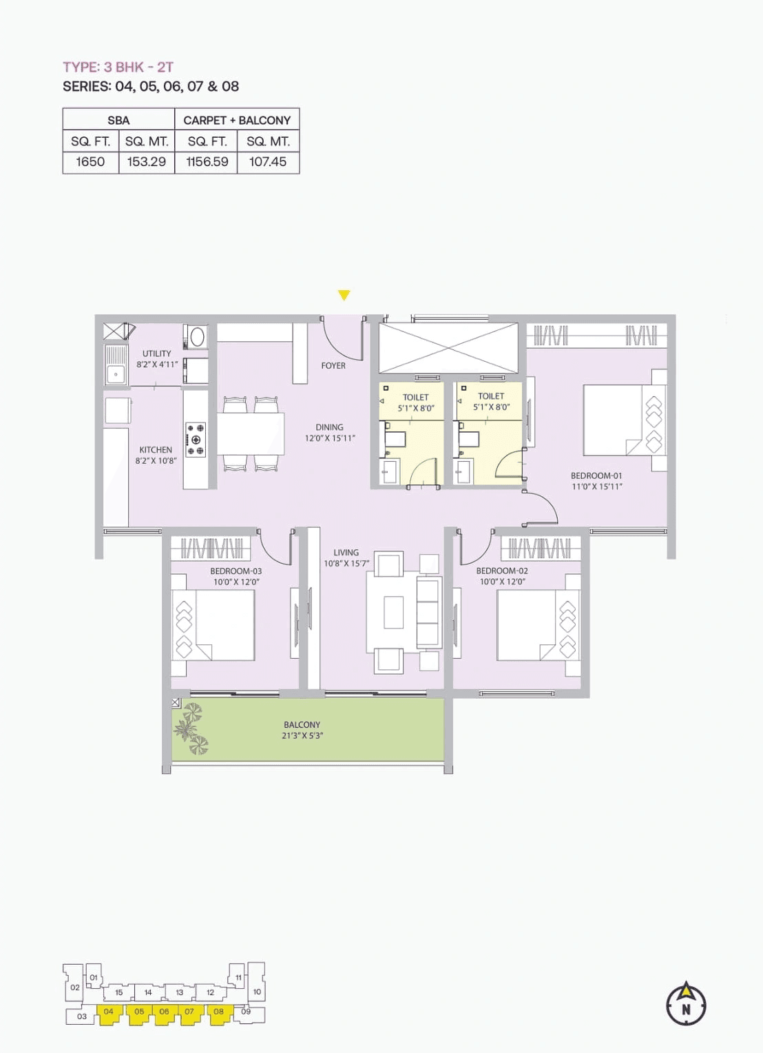 Unit plan - 1155 sq.ft.