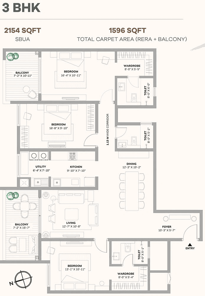Assetz 66 and Shibui Unit plan - 1388 sq.ft.