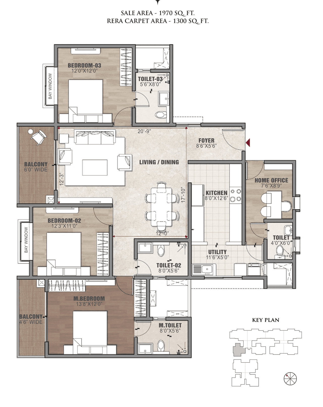 Unit plan - 1303 sq.ft.