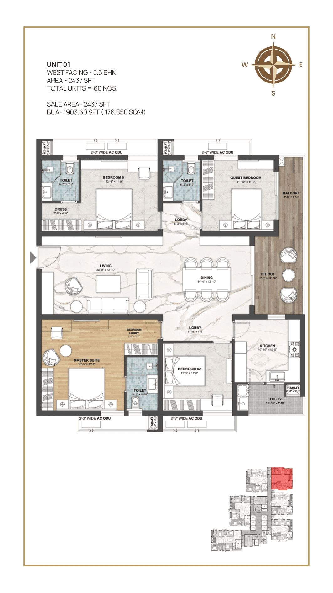 Navanaami One Unit plan - 1904 sq.ft.