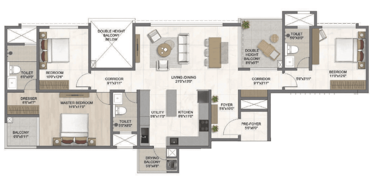 Bricks & Milestones The Big WOW Unit plan - 1458 sq.ft.