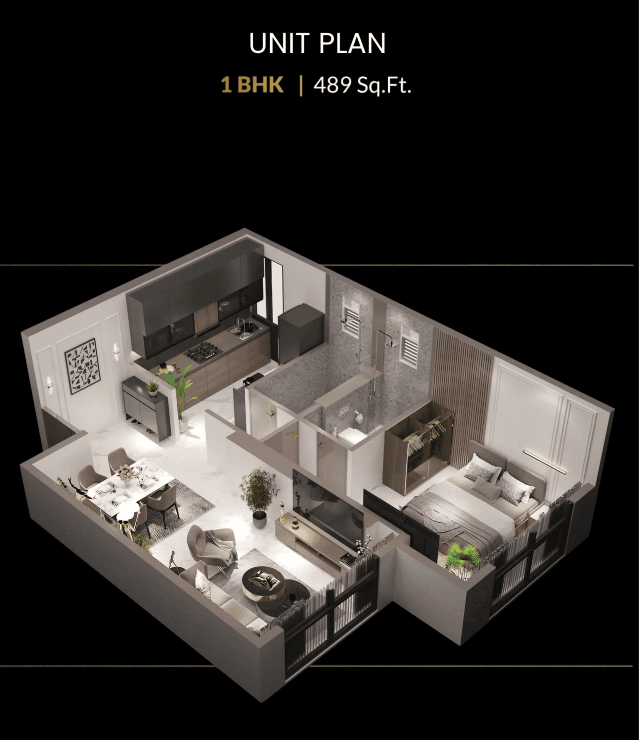 Esto Arkis Unit plan - 489 sq.ft.