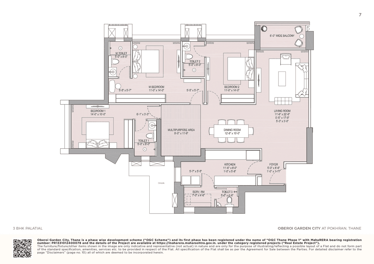 Oberoi Pokhran Unit plan - 1486 sq.ft.