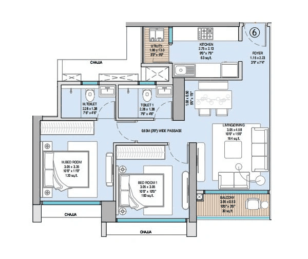 Godrej Bhandup Unit plan - 655 sq.ft.
