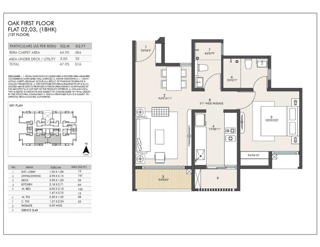 Rustomjee Dombivli East Unit plan - 516 sq.ft.