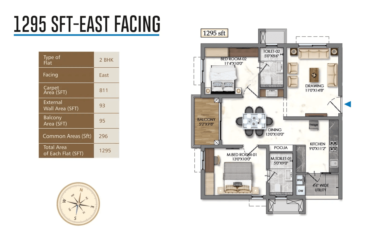 Unit plan - 932 sq.ft.