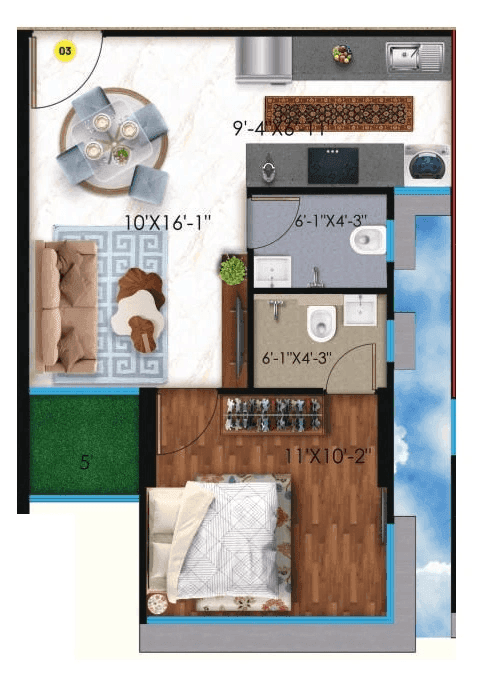 Unit plan - 400 sq.ft.