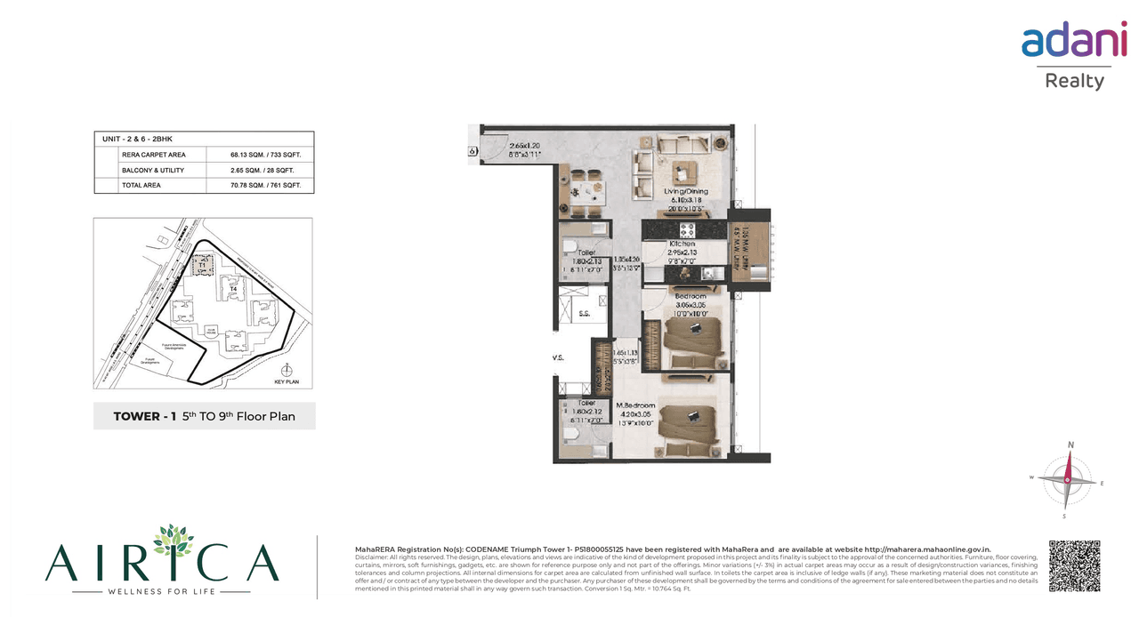 Adani Airica Unit plan - 761 sq.ft.