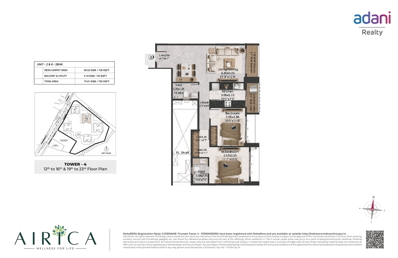 Adani Airica Unit plan - 794 sq.ft.