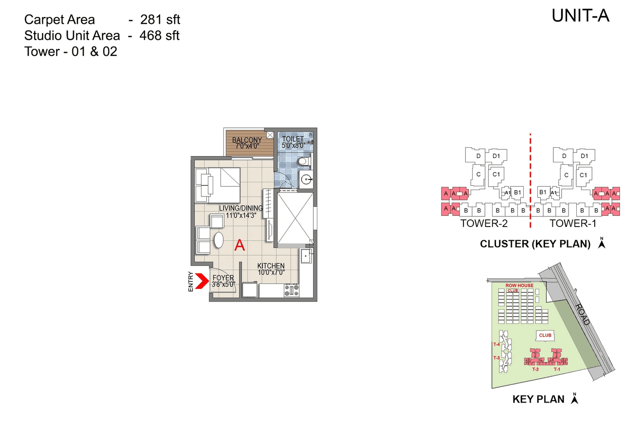 Sattva Songbird Unit plan - 281 sq.ft.