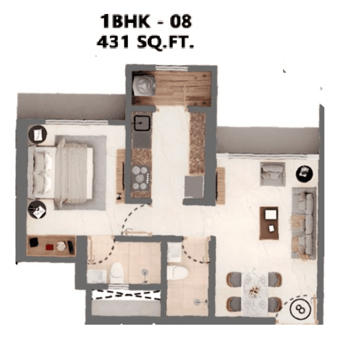 Unit plan - 431 sq.ft.