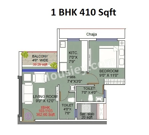 Today Global Saubhagyam Unit plan - 410 sq.ft.