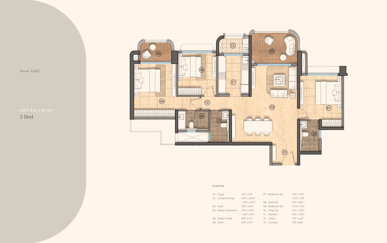 Lodha Elanza Unit plan - 976 sq.ft.