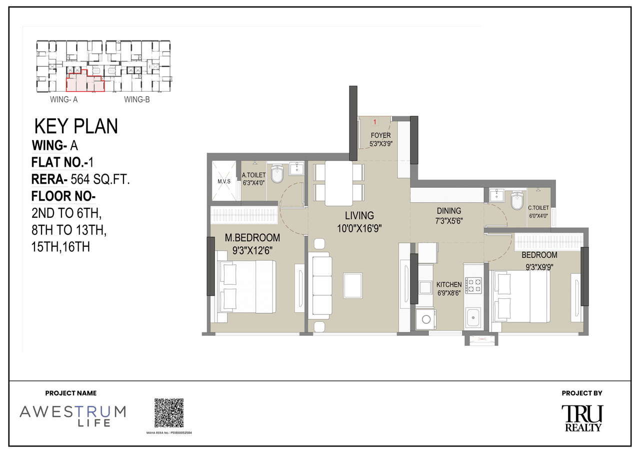 TRU Awestrum Life Unit plan - 564 sq.ft.