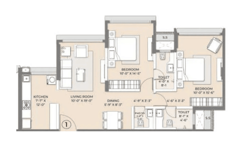 Arkade Pearl Unit plan - 788 sq.ft.