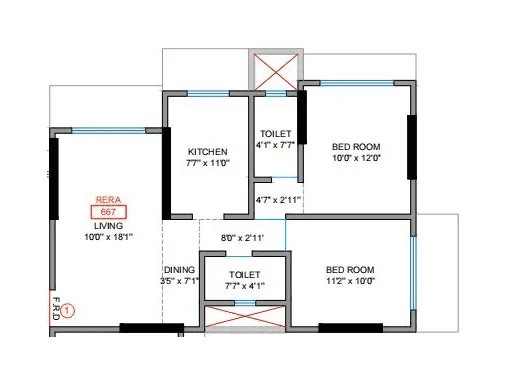 Unit plan - 667 sq.ft.