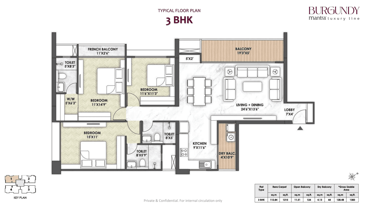 Unit plan - 1383 sq.ft.