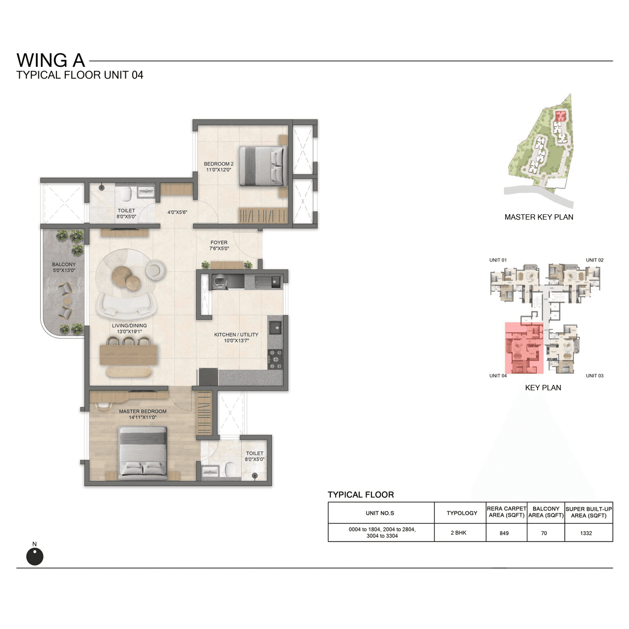 Bricks & Milestone Solcrest Unit plan - 919 sq.ft.