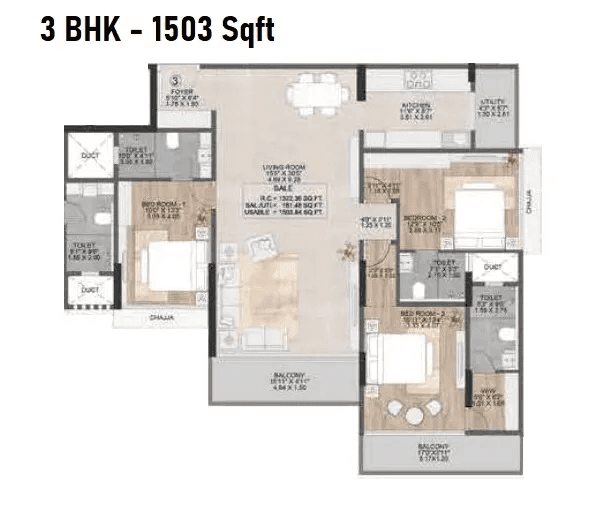 Unit plan - 1503 sq.ft.