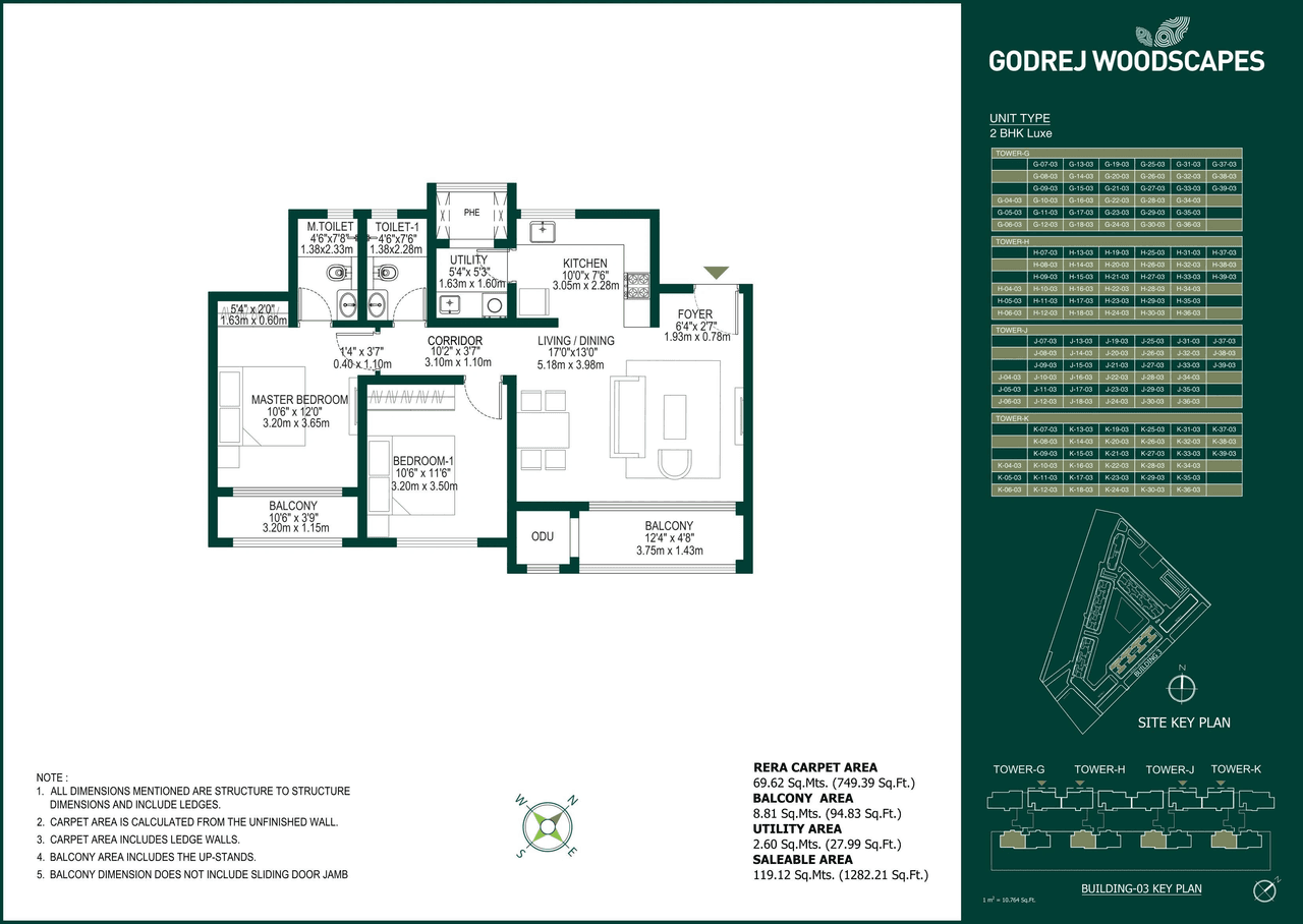 Godrej Budigere Cross Unit plan - 750 sq.ft.