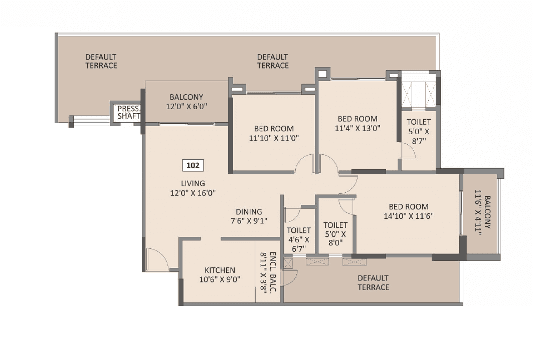 Cristallo The Arista Unit plan - 1494 sq.ft.