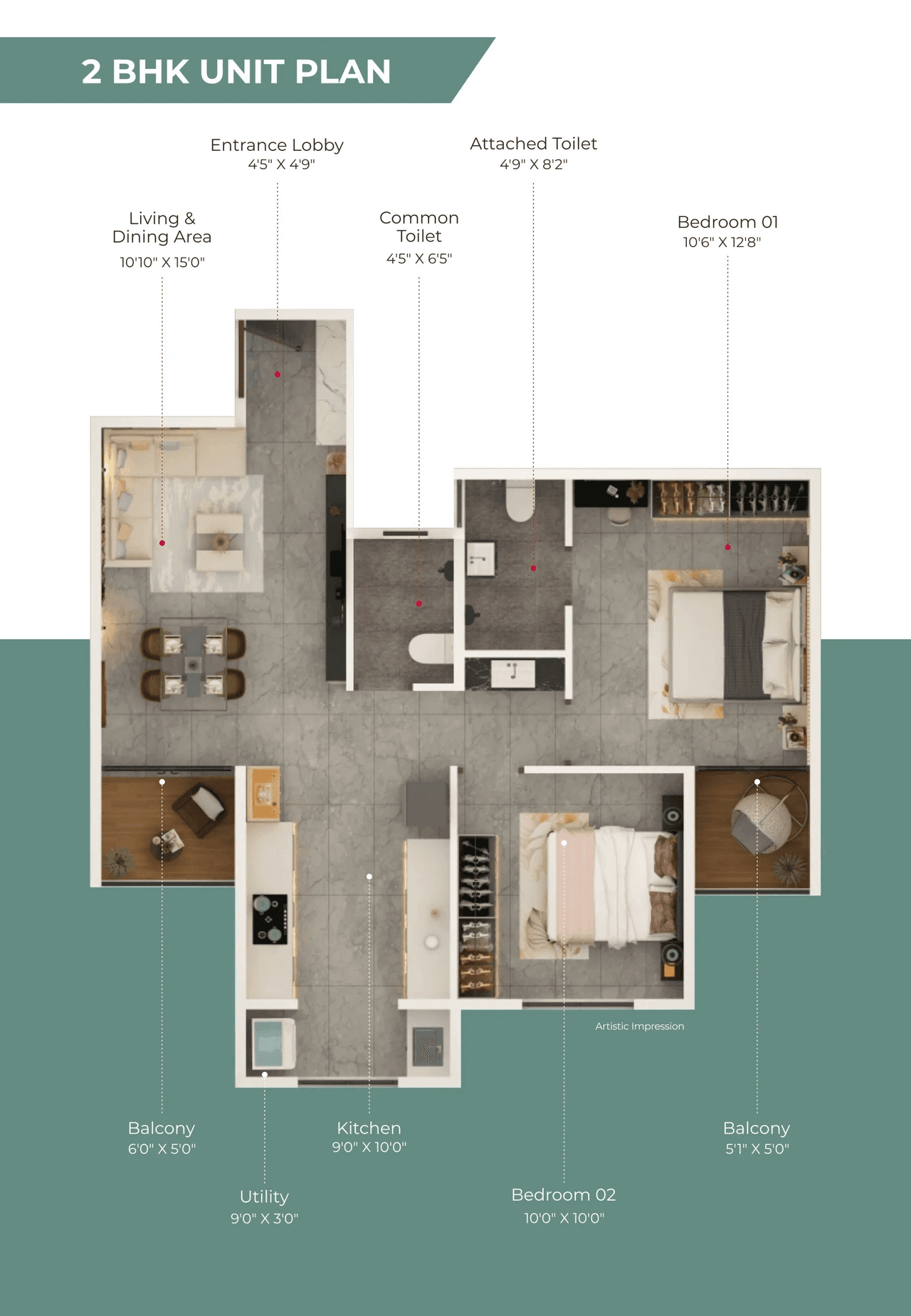 Runaa Saukhyam Unit plan - 727 sq.ft.