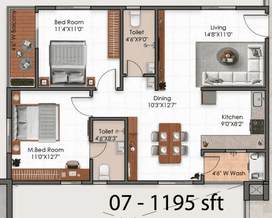 Magna Solitaire Unit plan - 772 sq.ft.