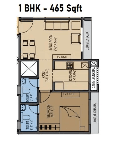 RNA NG Platinum City Unit plan - 465 sq.ft.
