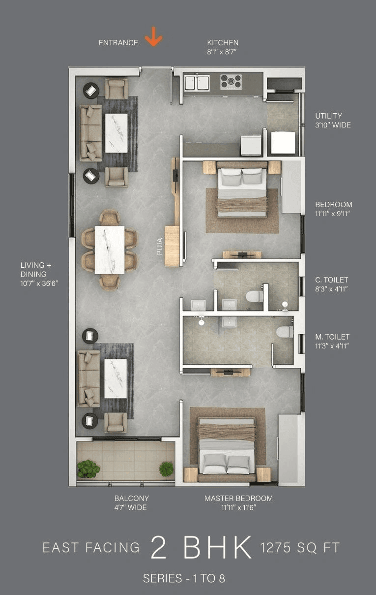 Terminus The Line Unit plan - 879 sq.ft.