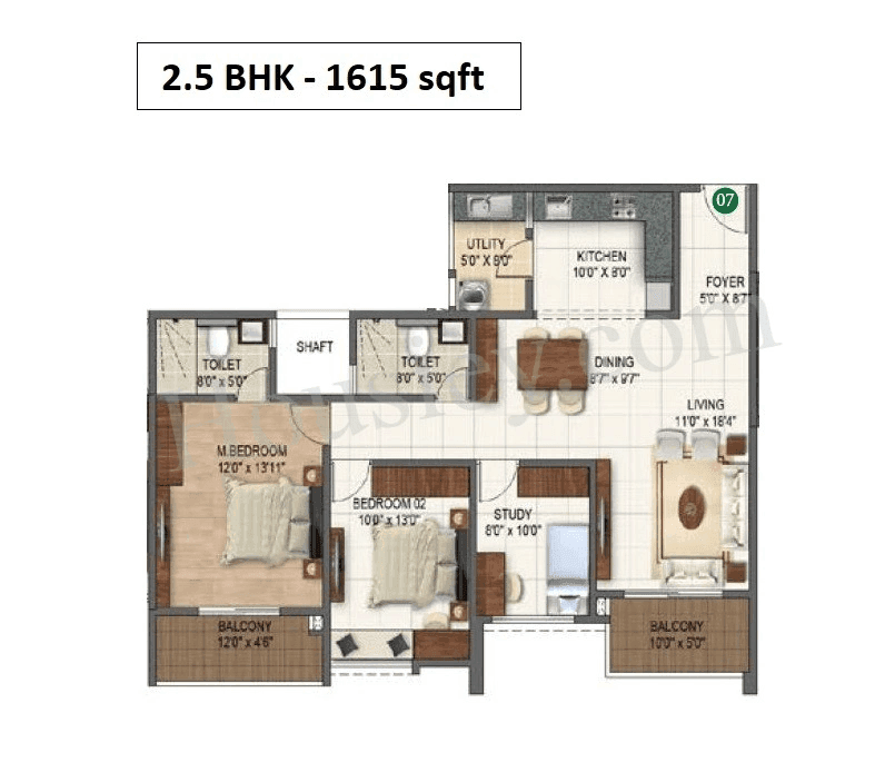 Unit plan - 995 sq.ft.