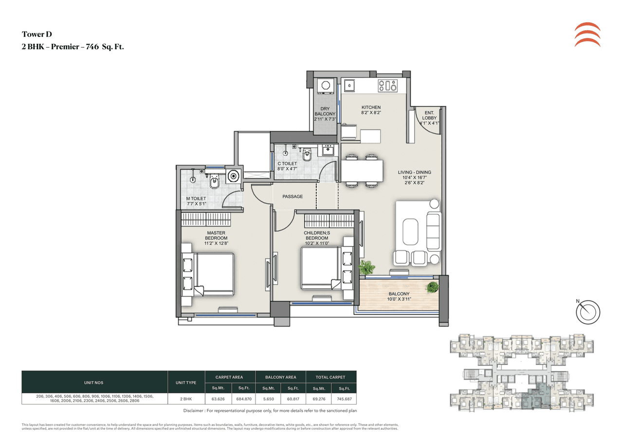 Supreme Rivana Unit plan - 746 sq.ft.
