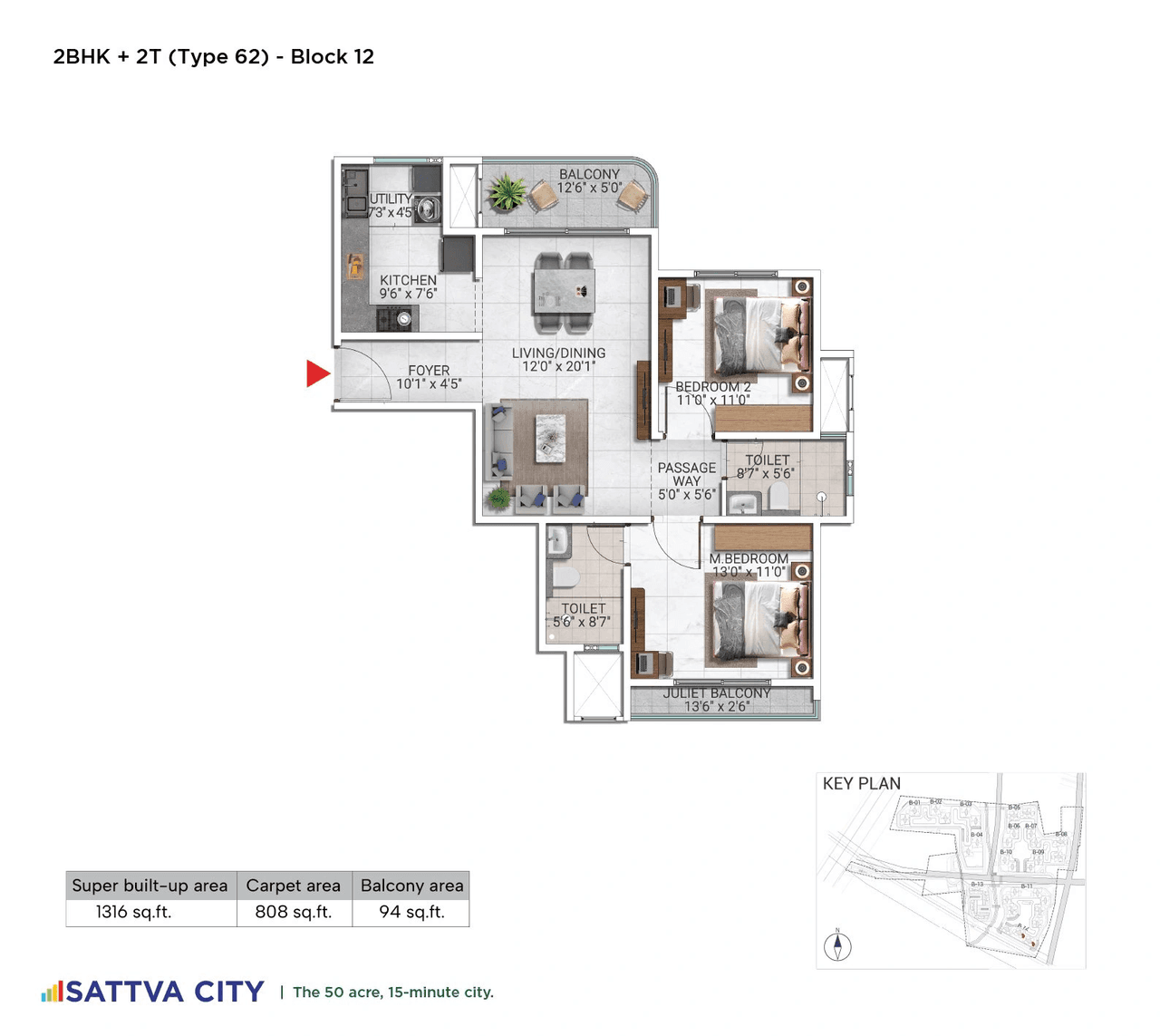 Unit plan - 1013 sq.ft.