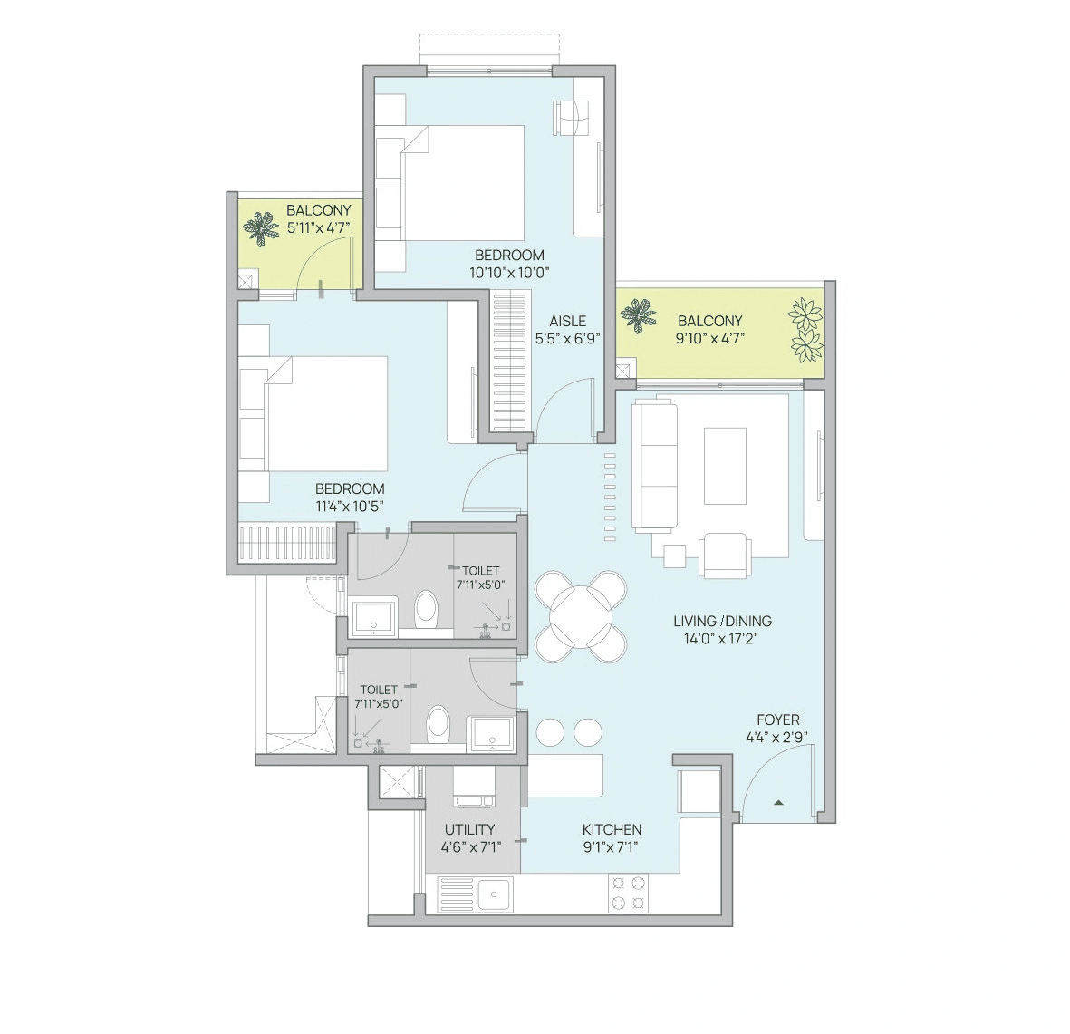 Unit plan - 812 sq.ft.