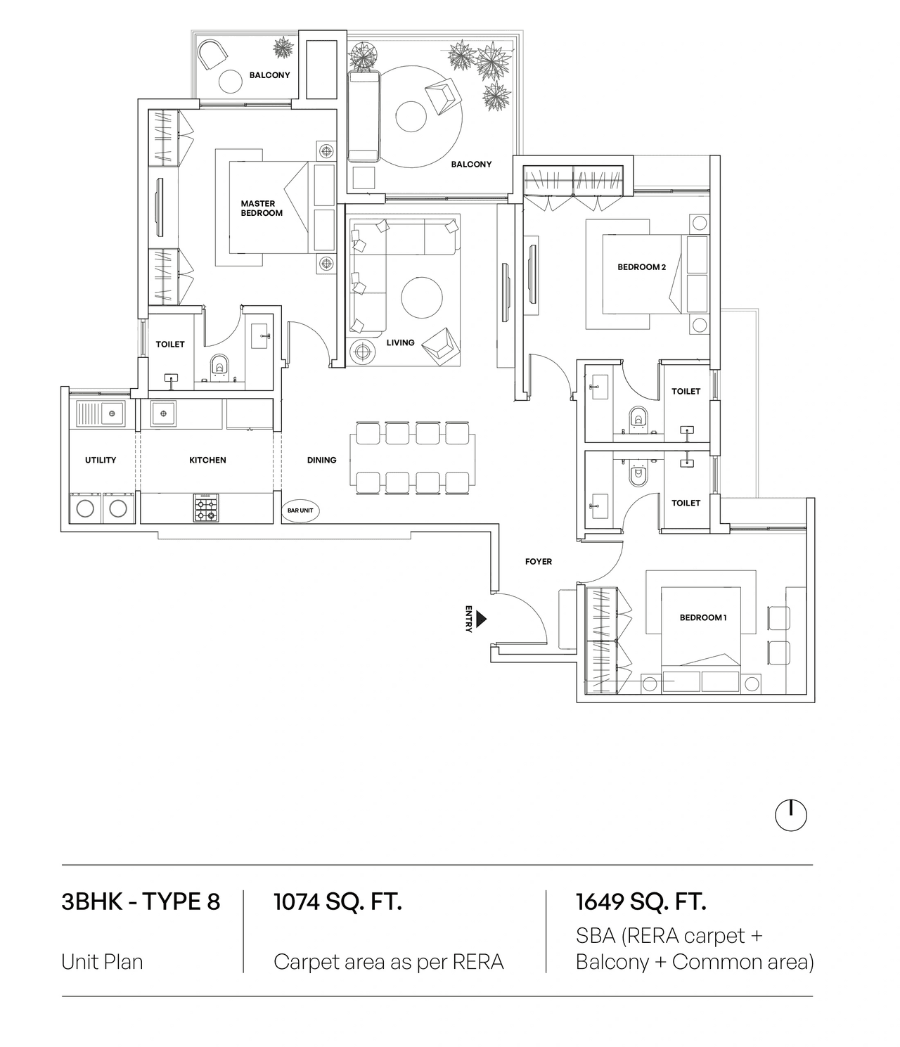 Unit plan - 1074 sq.ft.