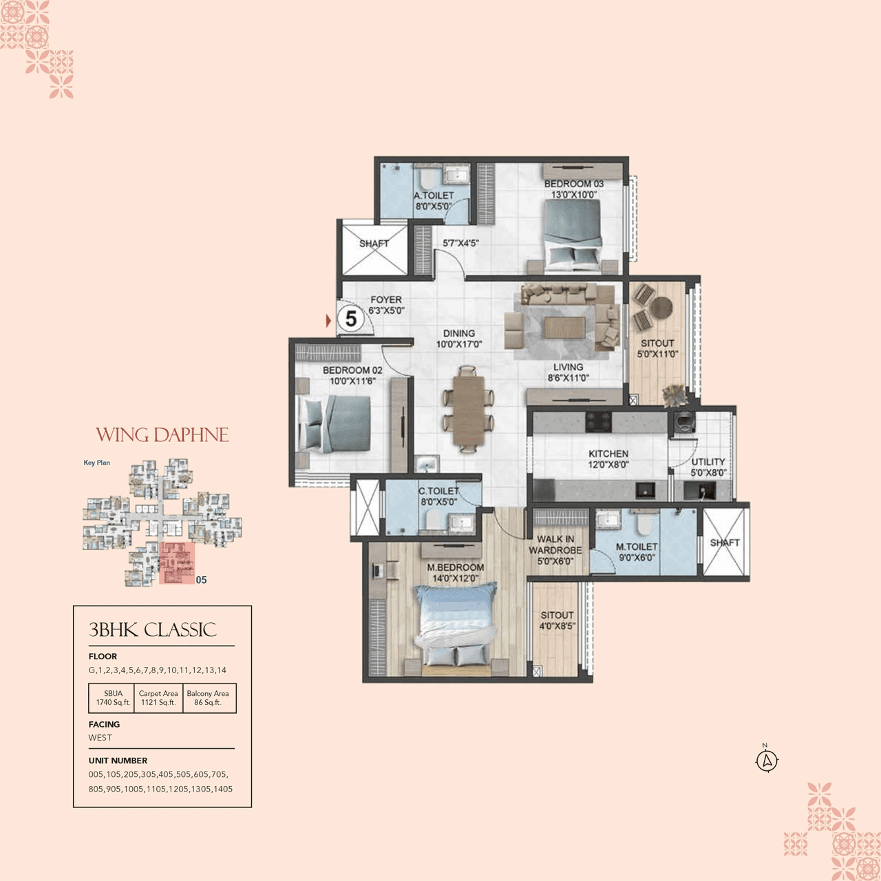 Unit plan - 1218 sq.ft.