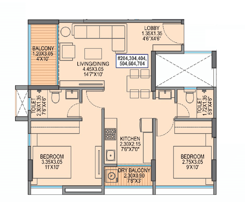 Unit plan - 639 sq.ft.