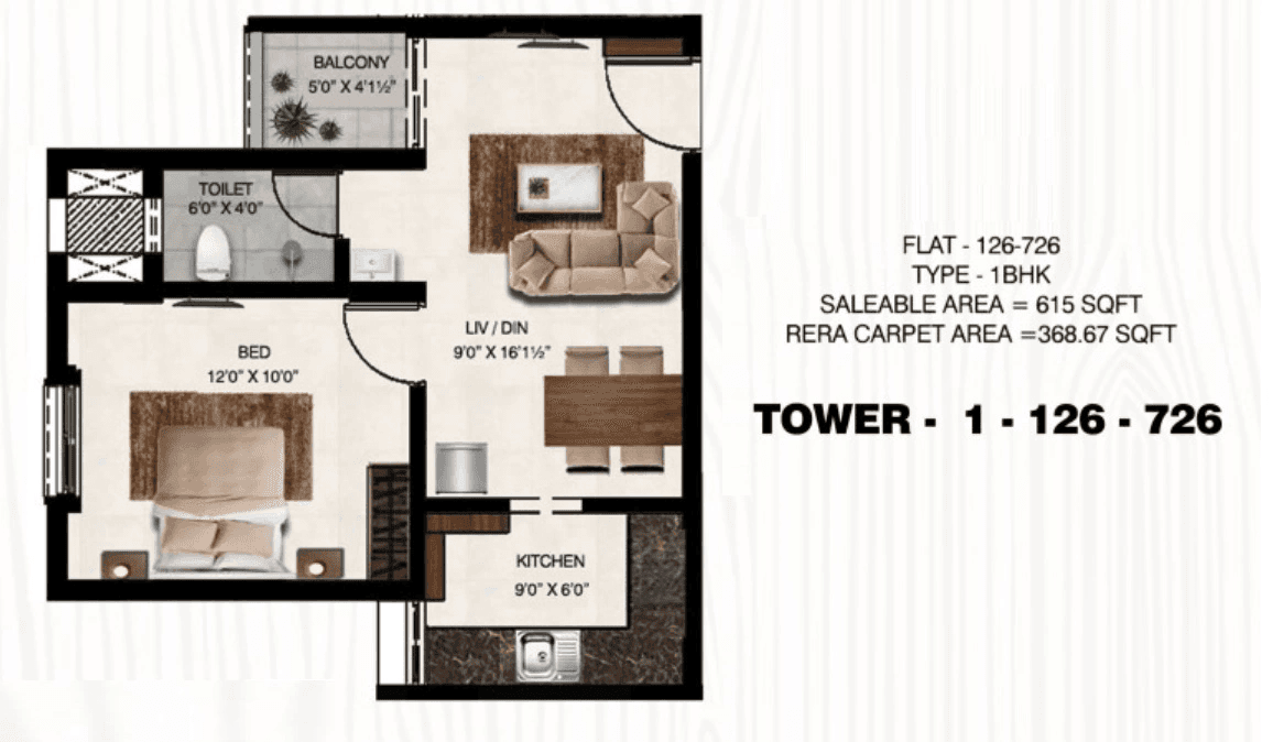 Unit plan - 368 sq.ft.