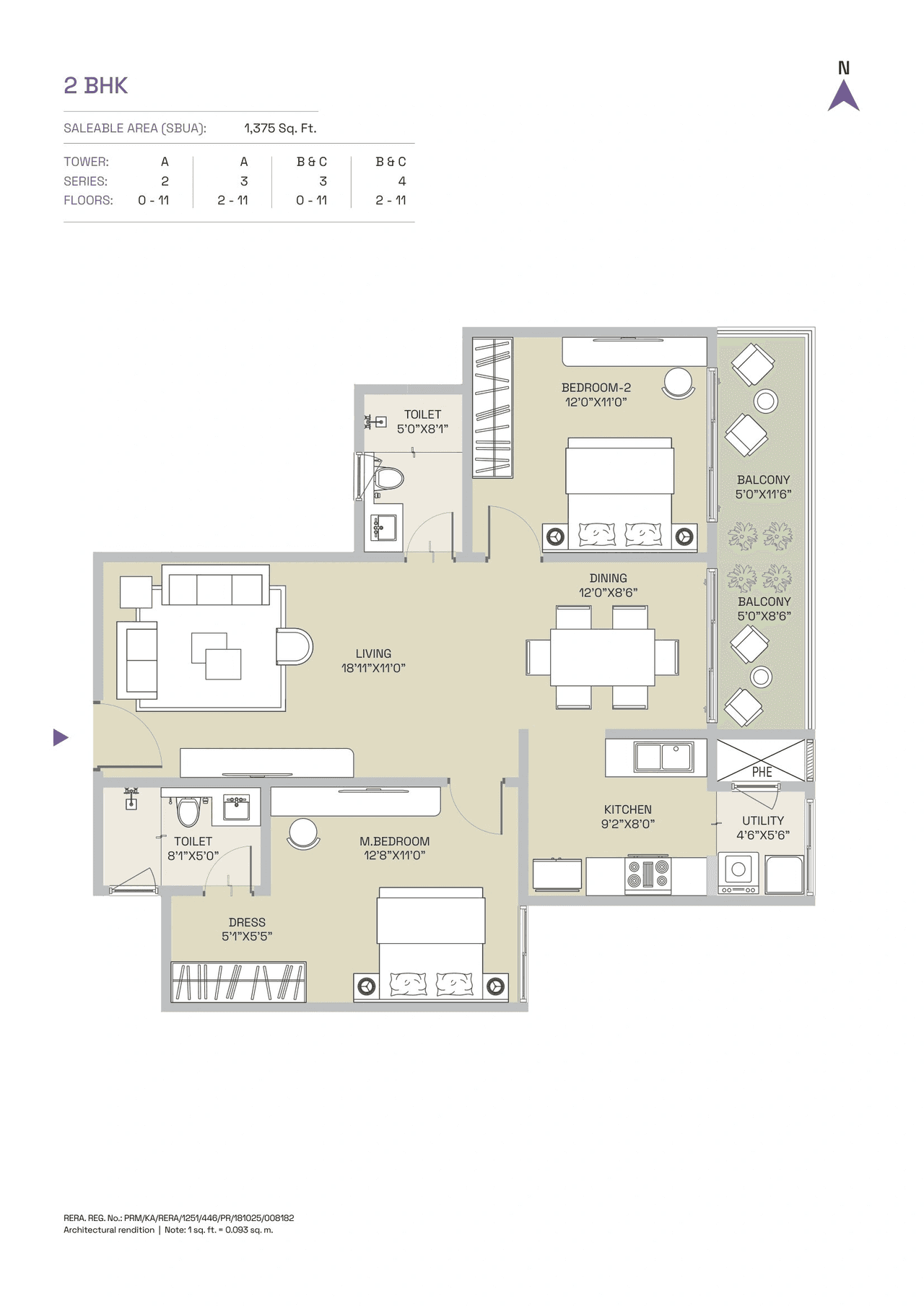 Unit plan - 962 sq.ft.