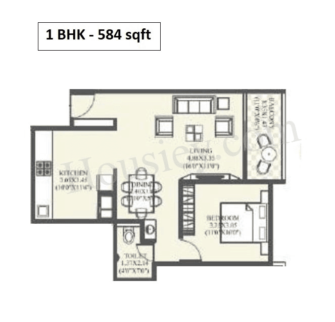Unit plan - 584 sq.ft.