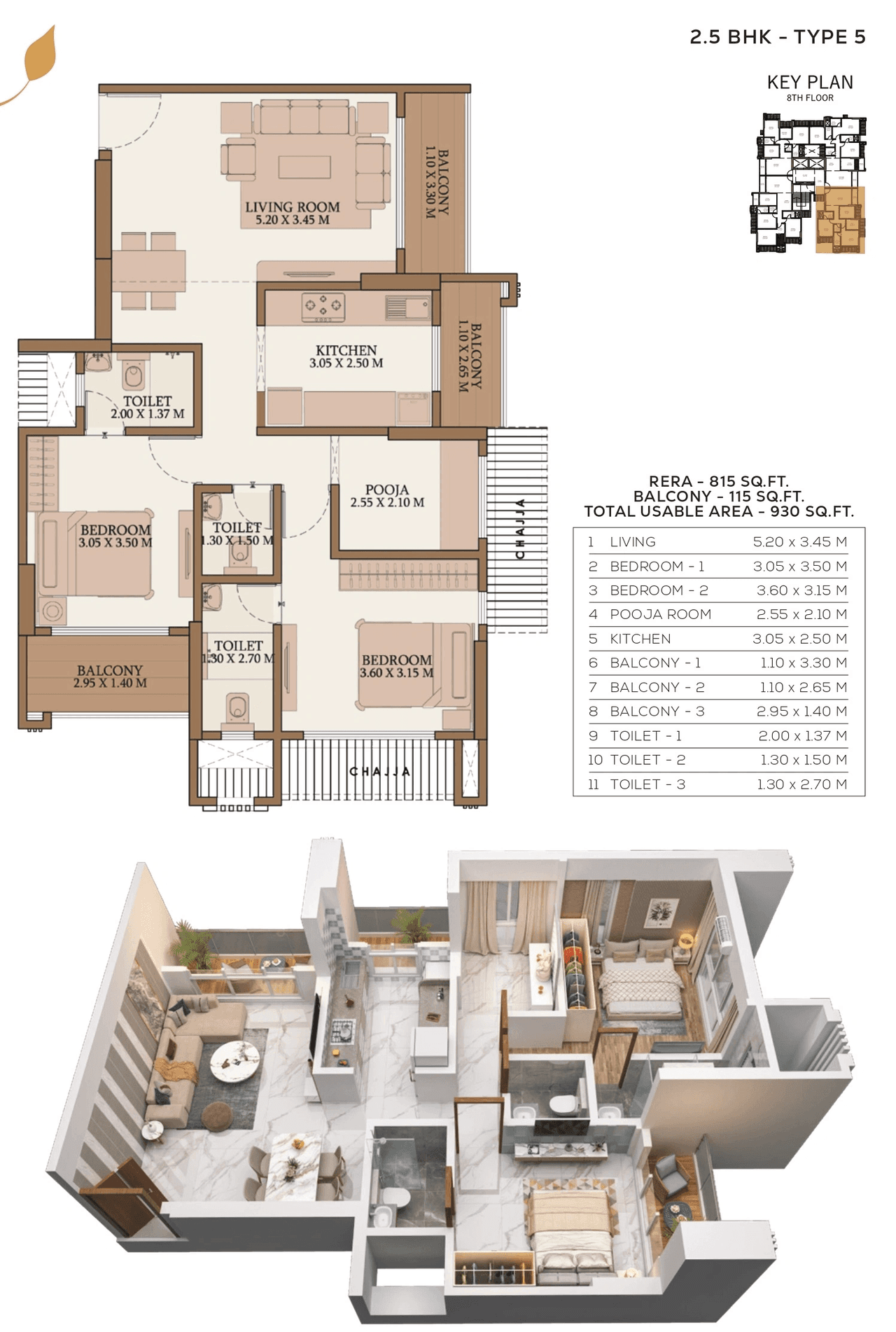 Mahalakshmi Anand One Unit plan - 930 sq.ft.