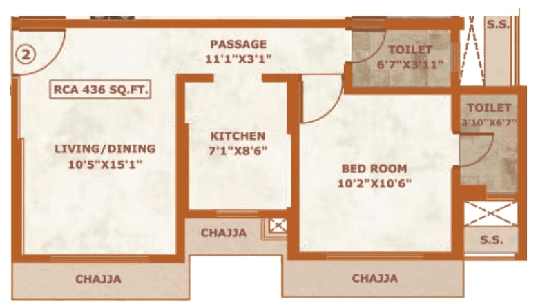 Unit plan - 436 sq.ft.