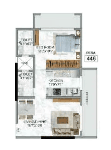 Namo Elysian Unit plan - 446 sq.ft.