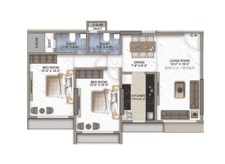 Unit plan - 750 sq.ft.