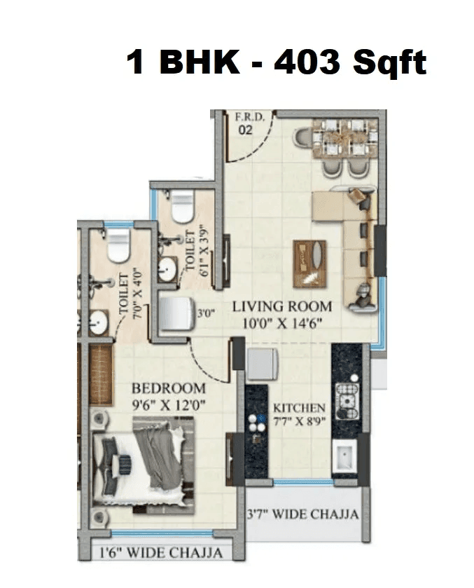 Unit plan - 403 sq.ft.