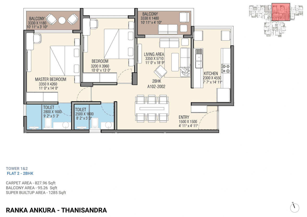 Ranka Ankura Unit plan - 829 sq.ft.