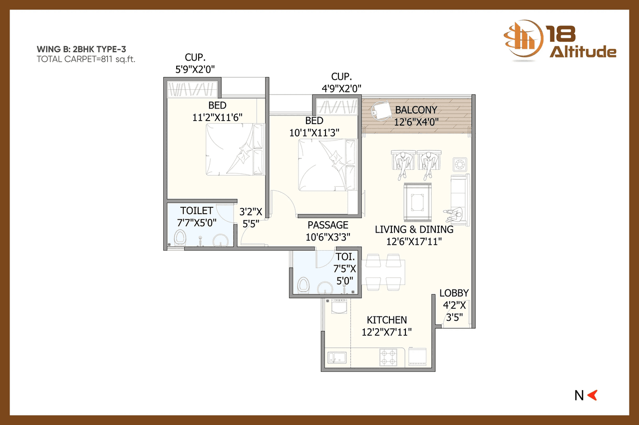 Unit plan - 811 sq.ft.